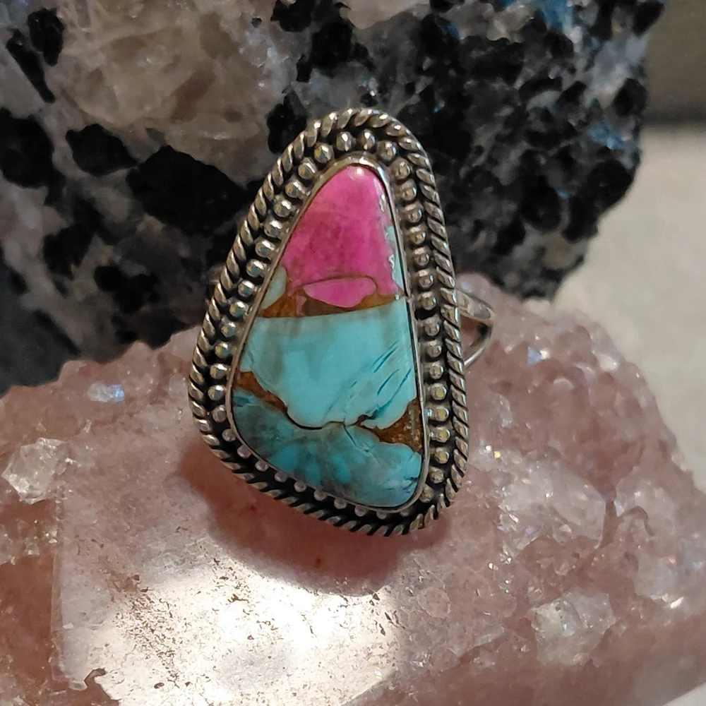 Cotton Candy Turquoise Sterling Silver Ring